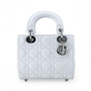 AAA Replica Lady Dior Bag Nano Bag White Original Leather D44552 Silver VS09466