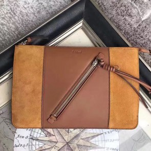 AAAAA Chloe Grained Calfskin and Suede Myer Pouch Caramel C230110 VS06998