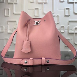 AAAAA Knockoff Louis Vuitton Soft Calfskin Lockme Bucket Pink M54677 VS05413