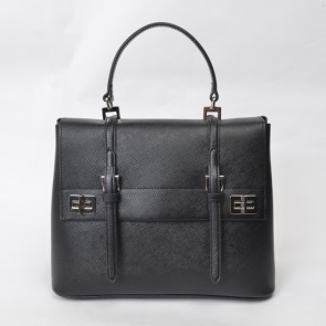 AAAAA Prada Lux Double Satchel Bag BN2798 in Black Original Saffiano Leather XZ VS01608