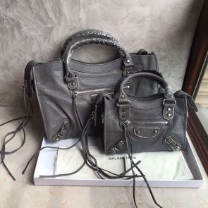 Balenciaga Classic Metallic Edge City Goat Leather Bag Grey 101420 VS05225