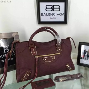 Balenciaga Goatskin Classic Metallic Edge City Bag B30589 Coffee VS08459