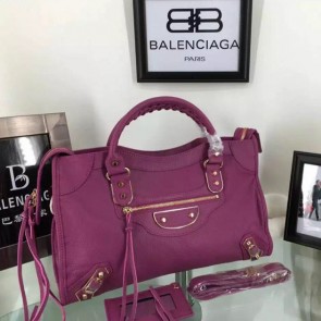 Balenciaga Goatskin Classic Metallic Edge City Bag B30589 Purple VS00662