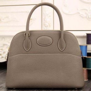 Best Hermes Bolide 31CM Original Leather Tote Bag Grey VS07150