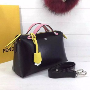Best Knockoff Fendi By The Way Small Boston Bag Original Leather Black&Pink FD0805 VS07425