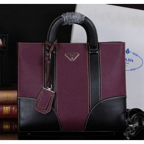 Best Quality Replica PRADA Saffiano Leather Business Briefcase P8673 Purple VS04967