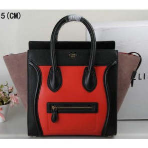 Best Replica Celine Luggage Mini Tote Bag Suede Leather Ci3308 Red&Black&Khaki VS08956