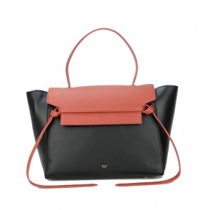 Celine Belt Bag Smooth Calfskin Leather C3345 Black&Vermilion VS03608