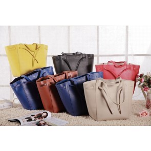 Celine Cabas Phantom Bag 3348 in Blue Original Leather with Orange trim Drawstring YD VS08848