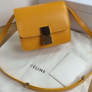 Celine Classic Box mini Flap Bag Smooth Leather C11041T Yellow VS08756