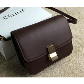 Celine Classic Box Small Flap Bag Original Leather C11042 Burgundy VS05987