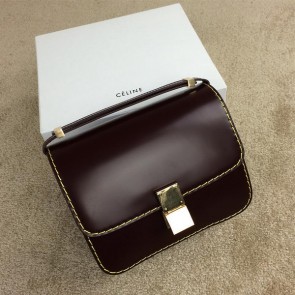 Celine Classic Box Small Flap Bag Smooth Leather C11042 Burgundy VS07860