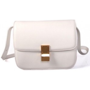 Celine Classic Box Small Flap Bag Smooth Leather C88007C White VS00534