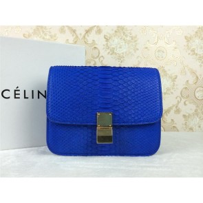 Celine Classic Box Small Flap Bag Snake Leather 11042 Blue VS07600