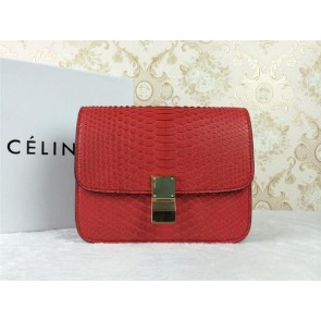 Celine Classic Box Small Flap Bag Snake Leather 11042 Red VS08311