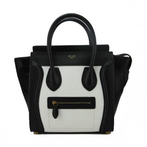 Celine Luggage Micro Bag Horsehair CL88023 Black&White VS08312
