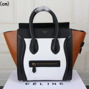 Celine Luggage Mini Tote Bag Original Leather CTS3308 White&Black&Brown VS08064