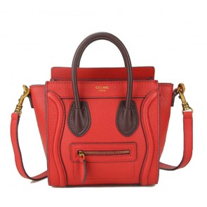 Celine Luggage Nano Bag Grainy Leather CL88029 Red VS00171