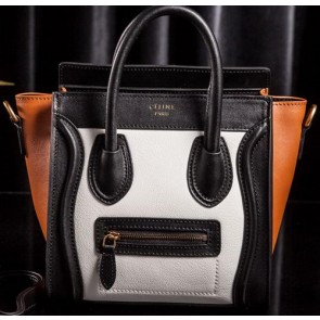 Celine Luggage Nano Bag Original Goat Leather CLT3309S White&Black&Brown VS07779