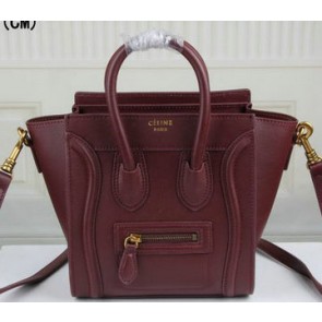 Celine Luggage Nano Bag Original Leather C3308S Burgundy VS08129