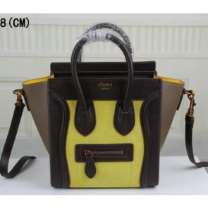 Celine Luggage Nano Bag Original Leather C3308S Lemon&Brown&Khaki VS07840