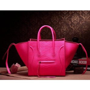 Celine Luggage Phantom Square Tote Bag 3341 in Peach Snake Leather YD VS07564