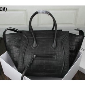 Celine Luggage Phantom Tote Bag Croco Leather 3341 Black VS07623