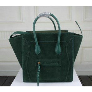 Celine Luggage Phantom Tote Bag Suede Leather 3341 Green VS05577