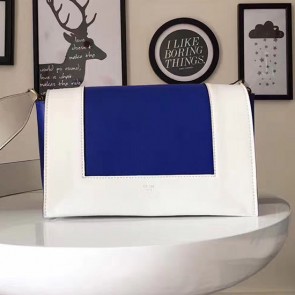 Celine Medium Smooth Calfskin Frame Shoulder Bag Blue and White C130402 VS05730