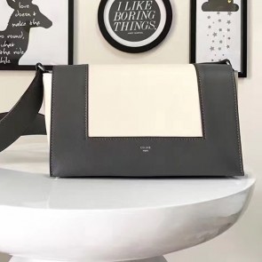 Celine Medium Smooth Calfskin Frame Shoulder Bag Offwhite and Grey C130402 VS00674