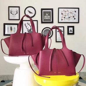 Celine Medium Tri Fold Shoulder bag in Burgundy Calfskin 030401 VS04930