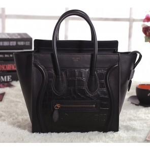 Celine Micro Luggage 3307 in Black Crocodile Leather YD VS04983