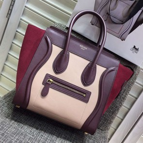 Celine Micro Luggage Original Leather Pink&Burgundy CL180920 VS01275