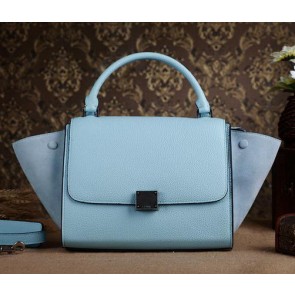 Celine mini Trapeze Top Handle Bag Original Grainy Leather 3342S Light Blue VS05394