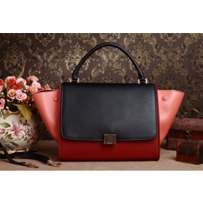 Celine Mini Trapeze tote Bag 3342 in Black/Brown/Coffee Original Leather YD VS04307