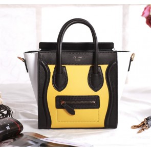 Celine Nao Luggage 3309 in Yellow with Black and White Original Leather VS00033