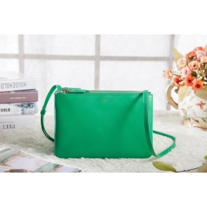 Celine Small Trio Crossbody Bag 3001 in Green Original Calfskin Leather VS04407
