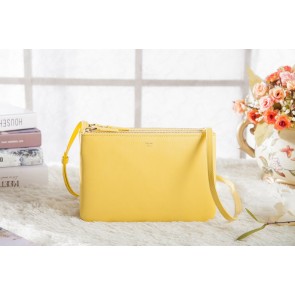Celine Small Trio Crossbody Bag 3001 in Lemon Yellow Original Calfskin Leather VS06733