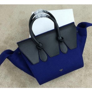 Celine Tie Nano Top Handle Bag Flannelette 98313 Royal&Black VS06238