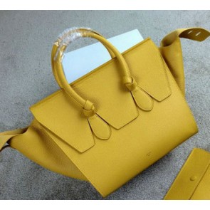Celine Tie Top Handle Bag Grain Leather 98314 Yellow VS04232