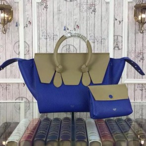 Celine Tie Top Handle Bags Original Leather CT98314 Blue&Khaki VS08274