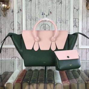 Celine Tie Top Handle Bags Original Leather CT98314 Green&Pink VS06547