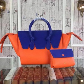 Celine Tie Top Handle Bags Original Leather CT98314 Orange&Blue VS09578