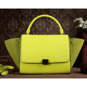 Celine Trapeze Top Handle Bag Snake Leather 3342 Lemon VS09257