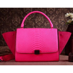 Celine Trapeze Top Handle Bag Snake Leather 3342 Rose VS00414