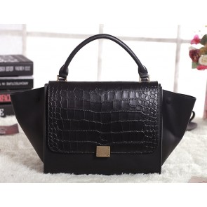 Celine Trapeze tote Bag 3342 in Black Crocodile with Original Leather YD VS00290