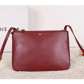 Celine Trio Calfskin Leather Shoulder Bag C27002 Burgundy VS06194