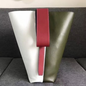 Celine Twisted Cabas Green and White Smooth Calfskin 030403 VS06044