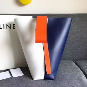 Celine Twisted Cabas White and Blue Smooth Calfskin C14041 VS09016