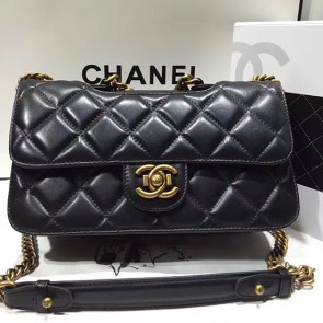 Chanel Black Quilted Calfskin Perfect Edge Bag Gold A14041 VS02054